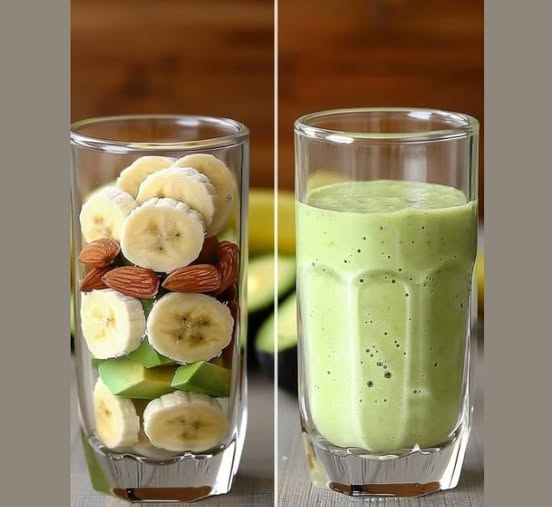 Smoothie z bananem, awokado, migdałami i miodem