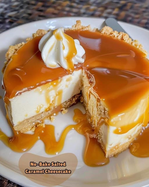 No-Bake Salted Caramel Cheesecake