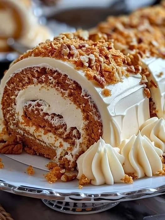 Carrot Cake Roll with Cream Cheese Frosting