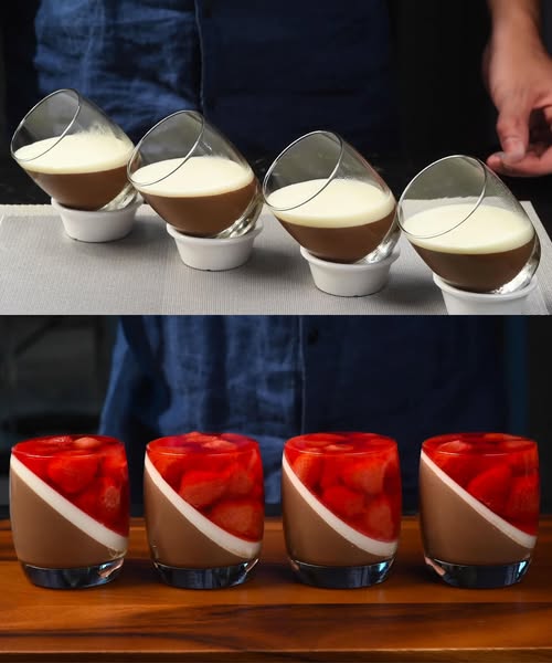 Deser Panna Cotta z Truskawkami i Czekoladą