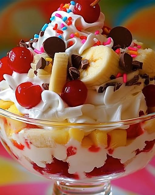 Banana Split Fluff – Kremowy Deser Pełen Owocowej S